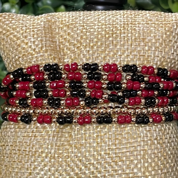 🎉♥️ NEW Multicolor Beaded Stretch Bracelet Set Game Days Gamecocks - Picture 2 of 2